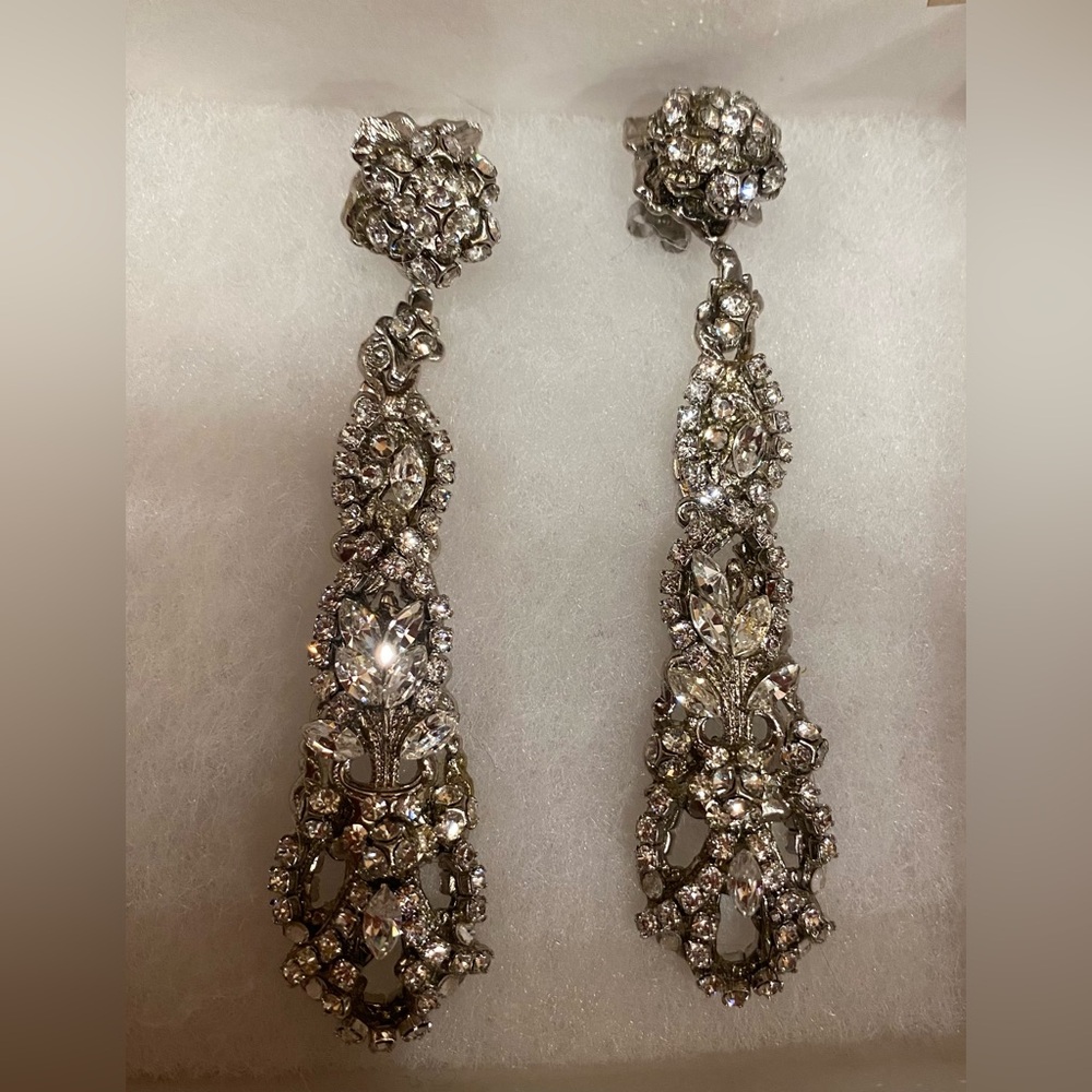 Crystal Drop Bridal Earrings Maria Elena Holiday Bridal Vintage Wedding euc